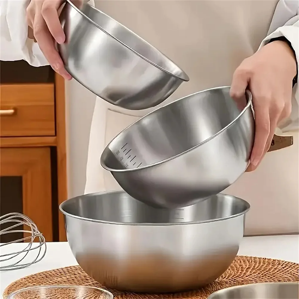 Home Cooking Cookbook - 2026 Edelstahl-Rührschüssel-Set mit Skala, Lebensmittelbehälter für