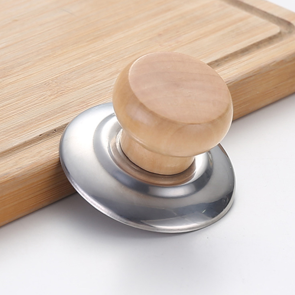 Home Cooking Cookbook - Edelstahl-Topfdeckelgriff aus Massivholz mit Einzelloch, Topfknopf,