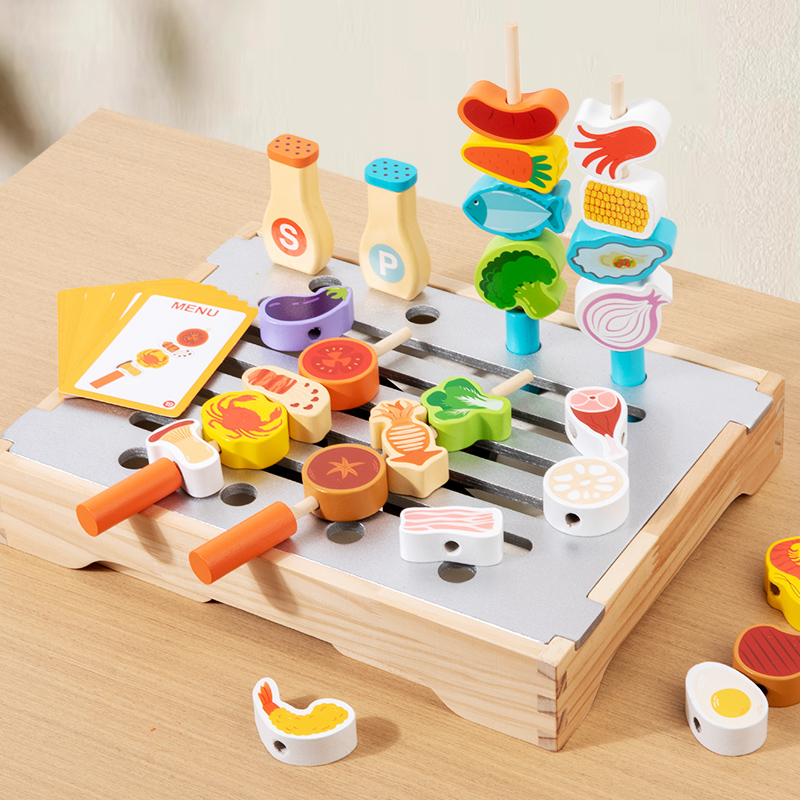 Home Cooking Cookbook - Kinder-Grillspielzeug aus Holzimitat zum Rollenspielen, Kochen